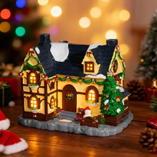 Hand-Painted Christmas House by Christmas Collectibles - Snowman Village Decor for Festive Home