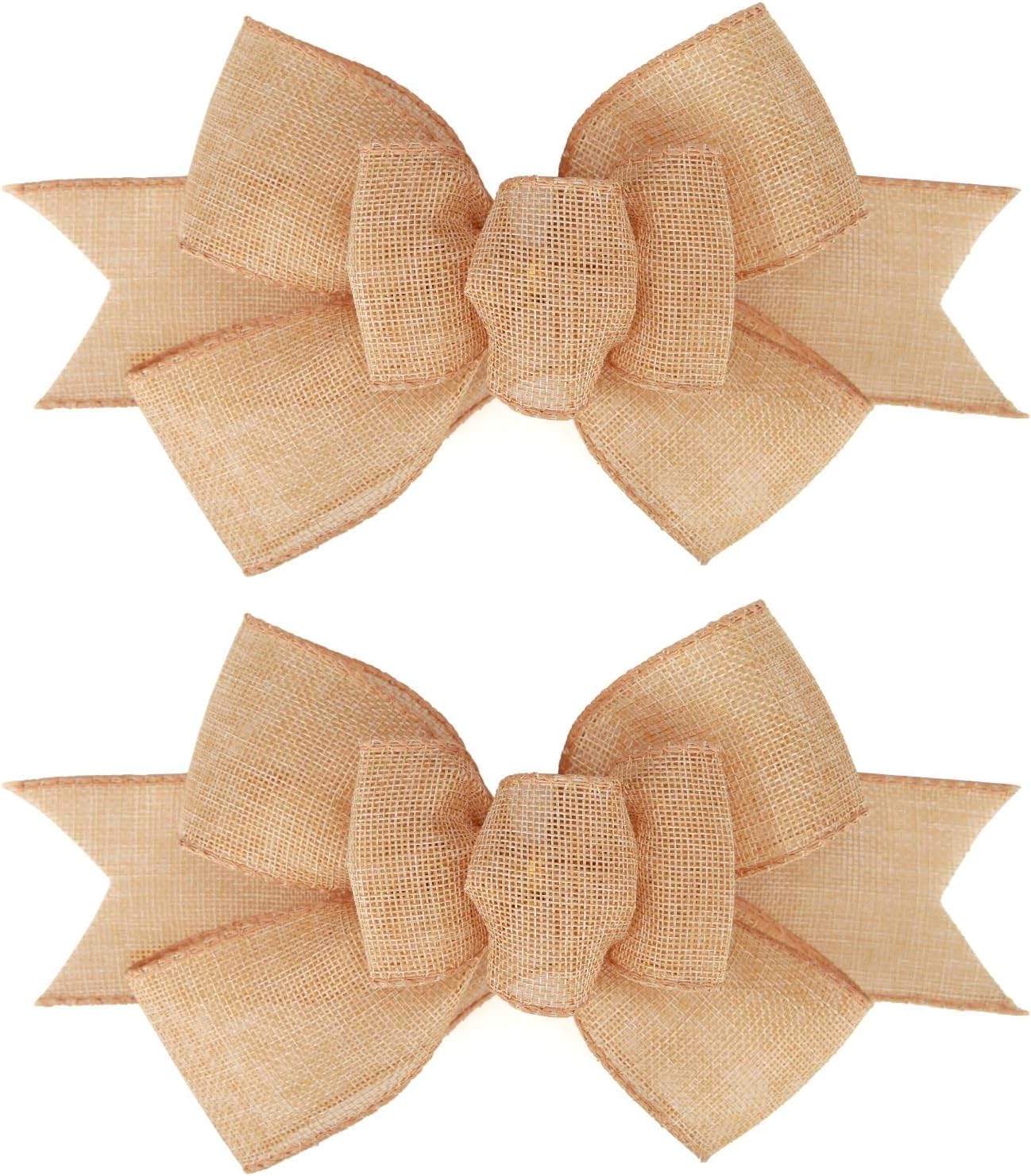 Meseey Natural Burlap Wired Ribbon - Handmade Premade Bows for Wreaths & Gift Wrapping | 2 Pcs Set