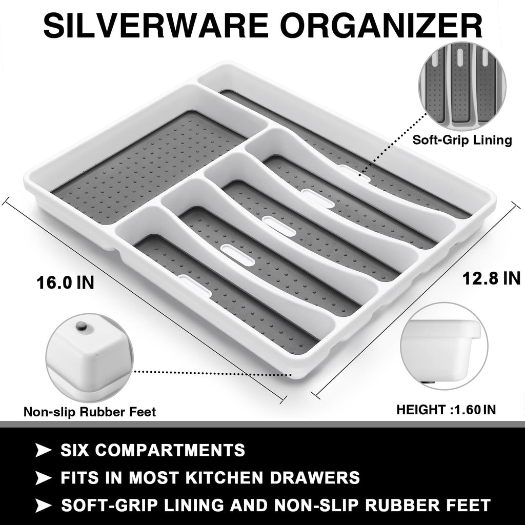 49-Piece Black Silverware Set with Organizer, Food-Grade Stainless Steel Black Flatware for 8, Cutlery Utensil Sets with Steak Knives, Rust-proof, Mirror Polished, Dishwasher Safe, Roman Column