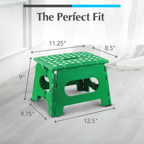 Handy Laundry Folding Step Stool - Lightweight & Sturdy for Adults and Kids - Easy One-Flip Design (Green | 2-Pack)