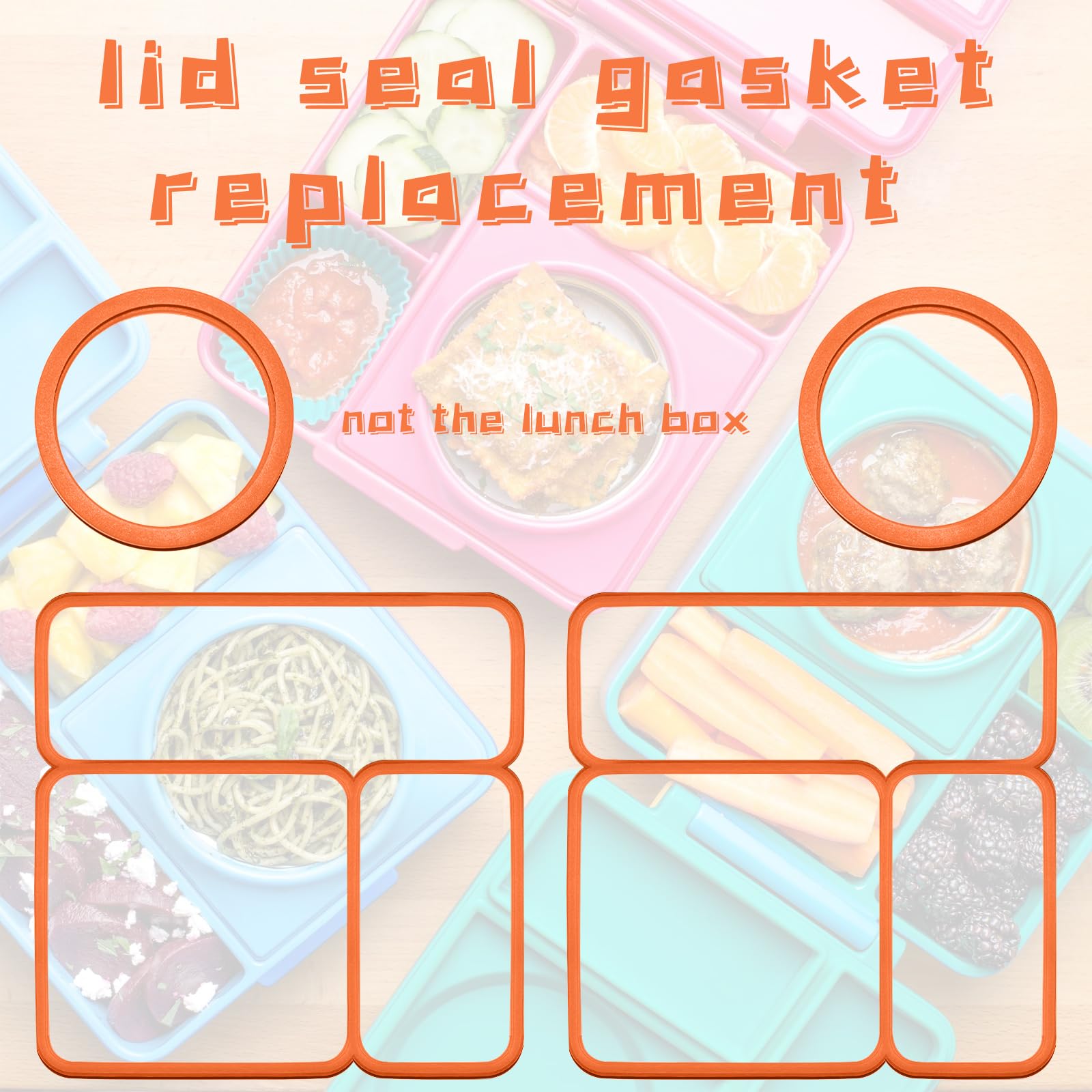 4 Packs Lid Seal Gasket For Omiebox,Omie Box Accessories for Kids Lunch Box Boxes, Food Grade Safe Silicone Rubber Seals (4P)