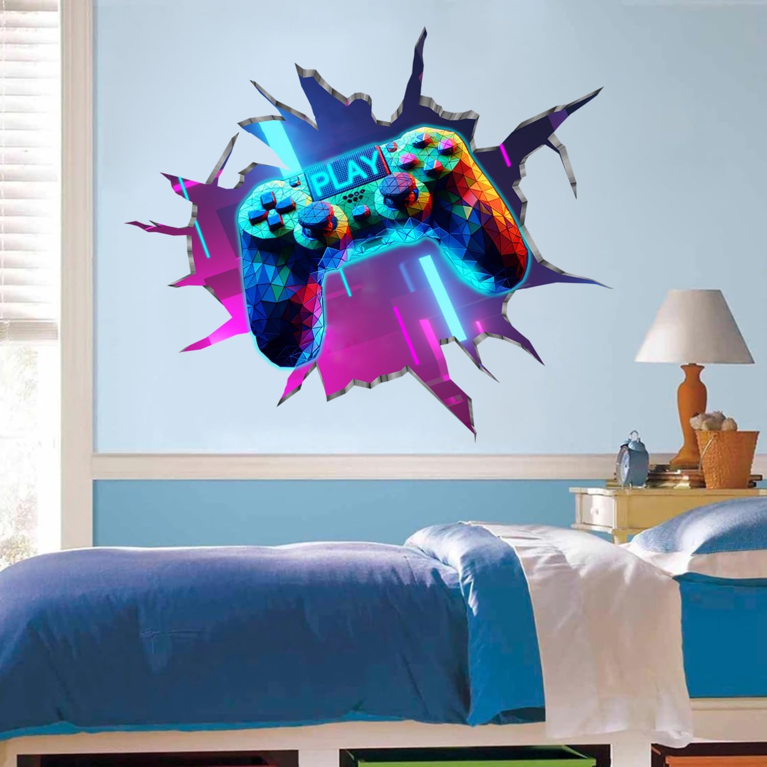 YIMEHDAN 3D Game Wall Decals - Removable Vinyl Stickers for Gaming Lovers | 35.8”x32.4” Playroom Decor