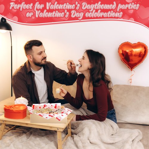 Supervitae 150 Pcs Valentine Wax Paper Sheets for Food Baking Sandwich Wrapping Tissue Heart Parchment Paper Greaseproof Waterproof Basket Liners for Picnic Valentine Party Favors(Strawberry Bow)