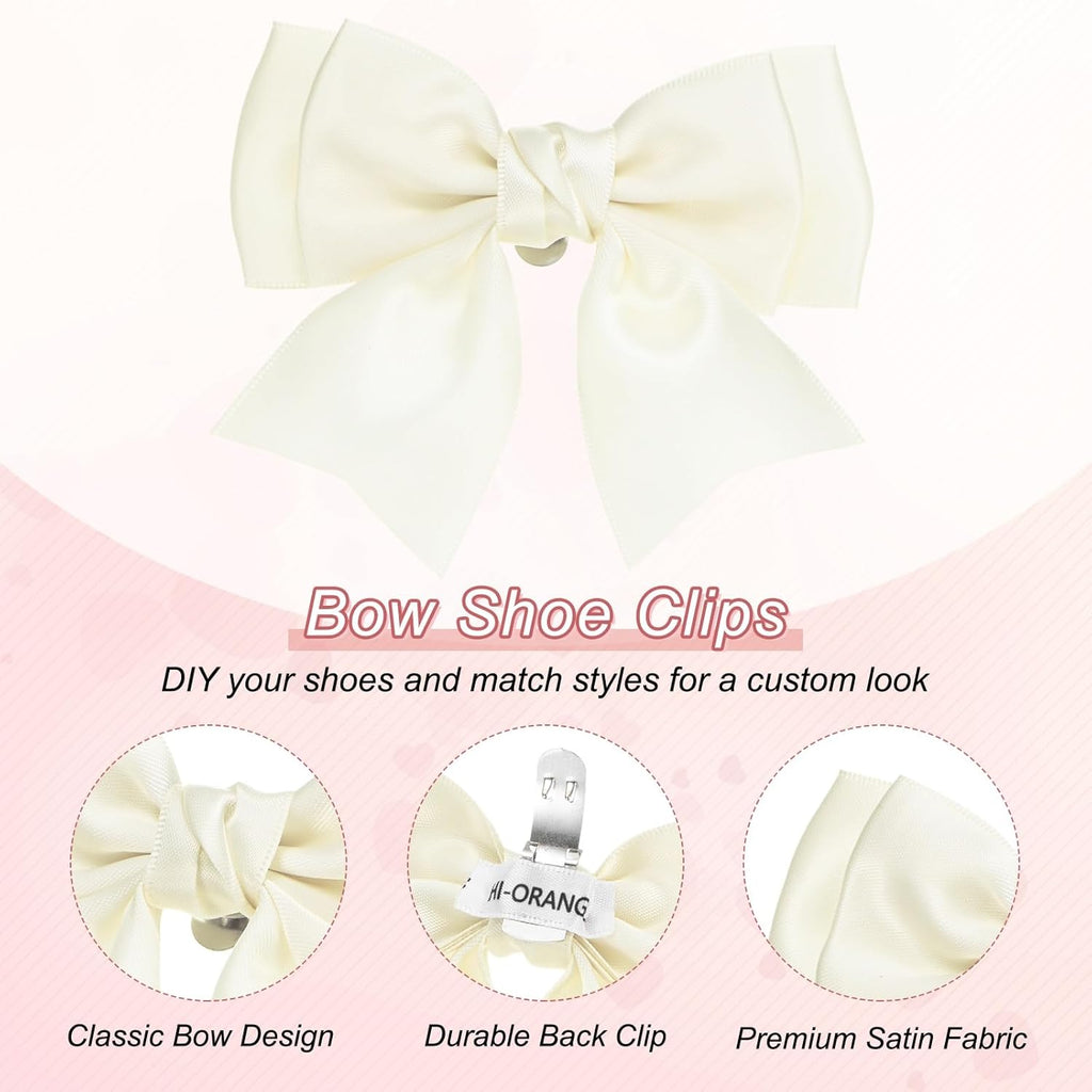M METERXITY Bow Shoe Clips - Elegant Satin Detachable Buckles for Women | 2-Pack, Perfect for DIY Decor & Weddings