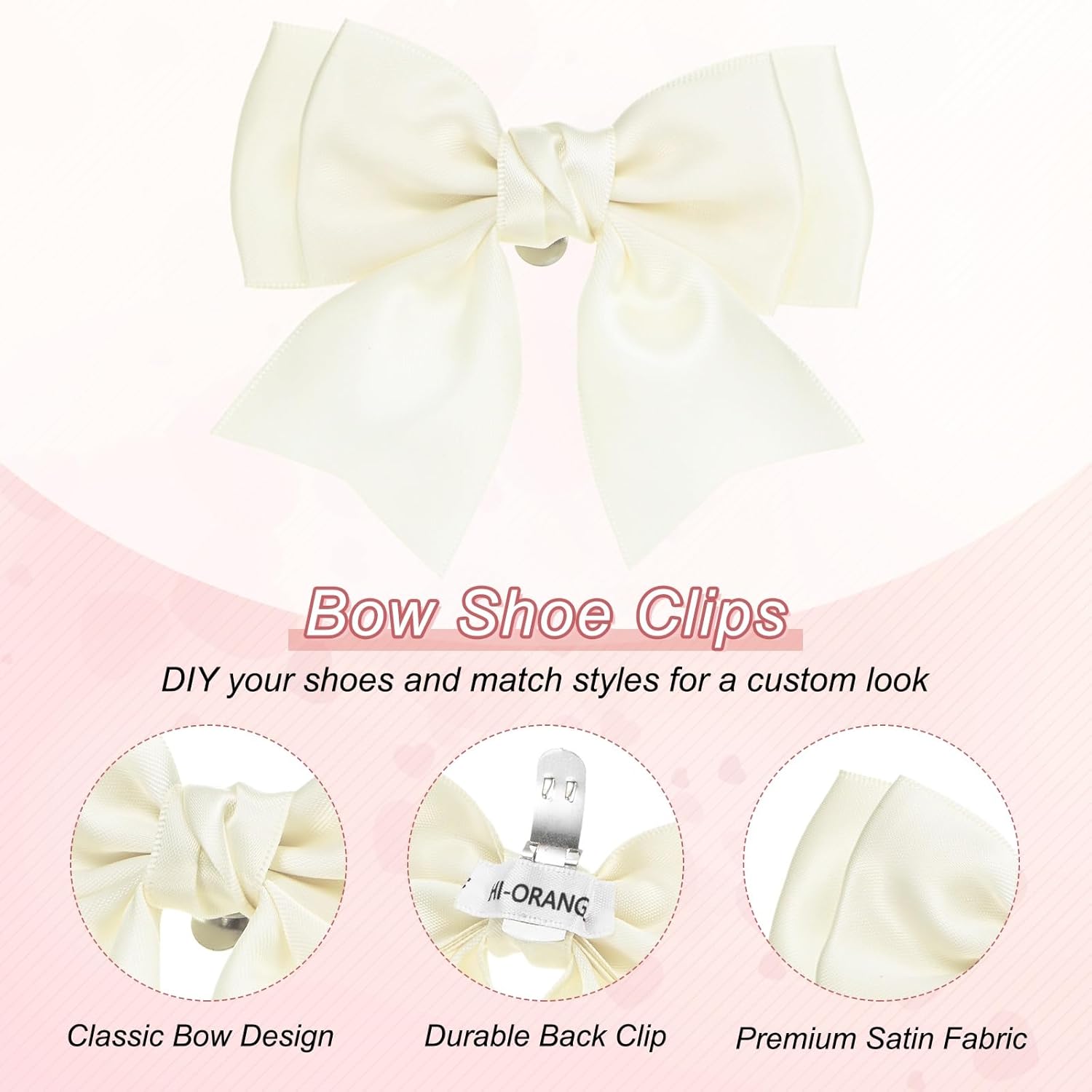 M METERXITY Bow Shoe Clips - Elegant Satin Detachable Buckles for Women | 2-Pack, Perfect for DIY Decor & Weddings