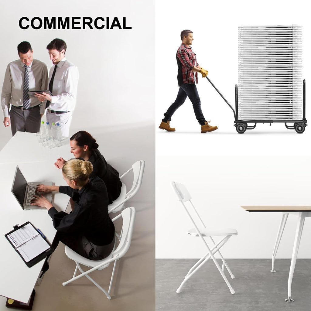 Regine Switzerland 10-Pack White Folding Chairs - Portable, Stackable Plastic Seats for Events | 350lbs Capacity