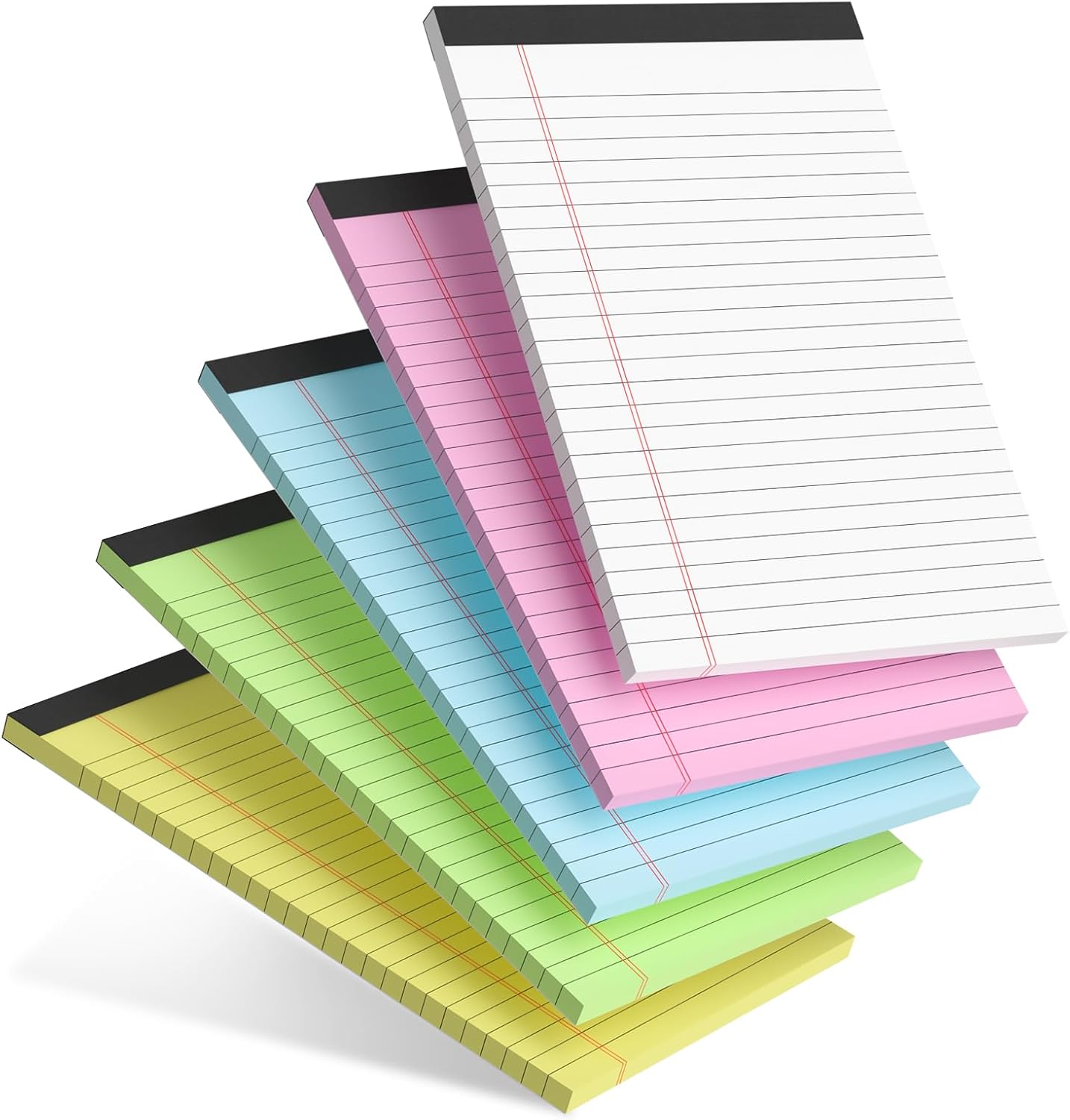 Skiennix 5-Pack Small Note Pads - 5x8 College Ruled Perforated Writing Pads | 30 Sheets Each