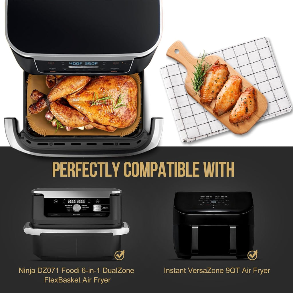 MMH Air Fryer Liners - 150PCs for Ninja DZ071 & AD600CO, 100PCs Small & 50PCs Large Disposable Paper Liners