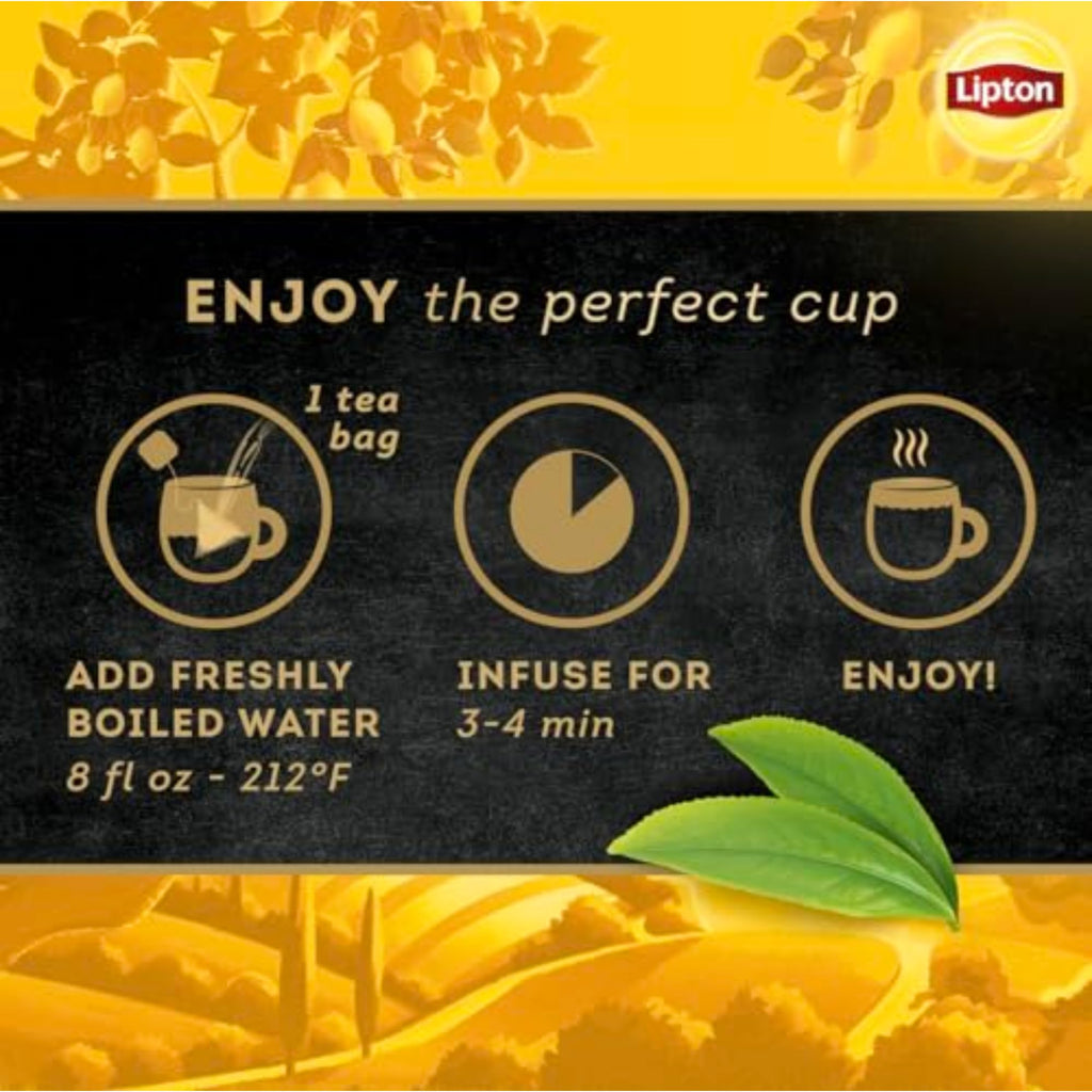 Lipton Black Tea Lemon, Pyramid Tea Bags, Flavored Teabags for a Refreshing Cup of Tea, 80 Total Tea Bags (20ct - Pack of 4)