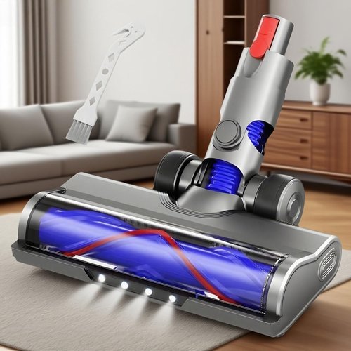POMBEU Vacuum Attachments Cordless Parts Compatible with Dyson V7 V8 V10 V11 V15, Head Replacement with Quick-Release Brush Roller & LED Light,Powerful Suction Removes Dust for Carpet & Hardwood Floor