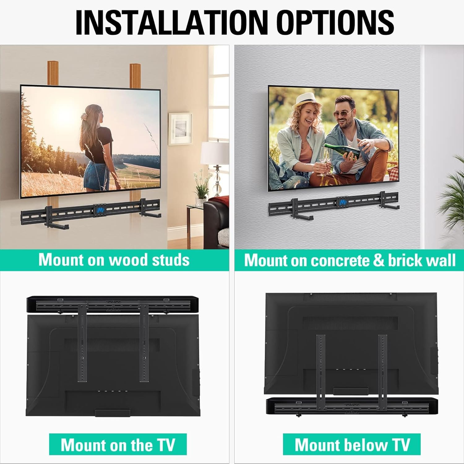 Mounting Dream TV Wall Mount - Swivel & Tilt for 32-65 Inch TVs | Includes Soundbar Bracket MD2380 & MD5425