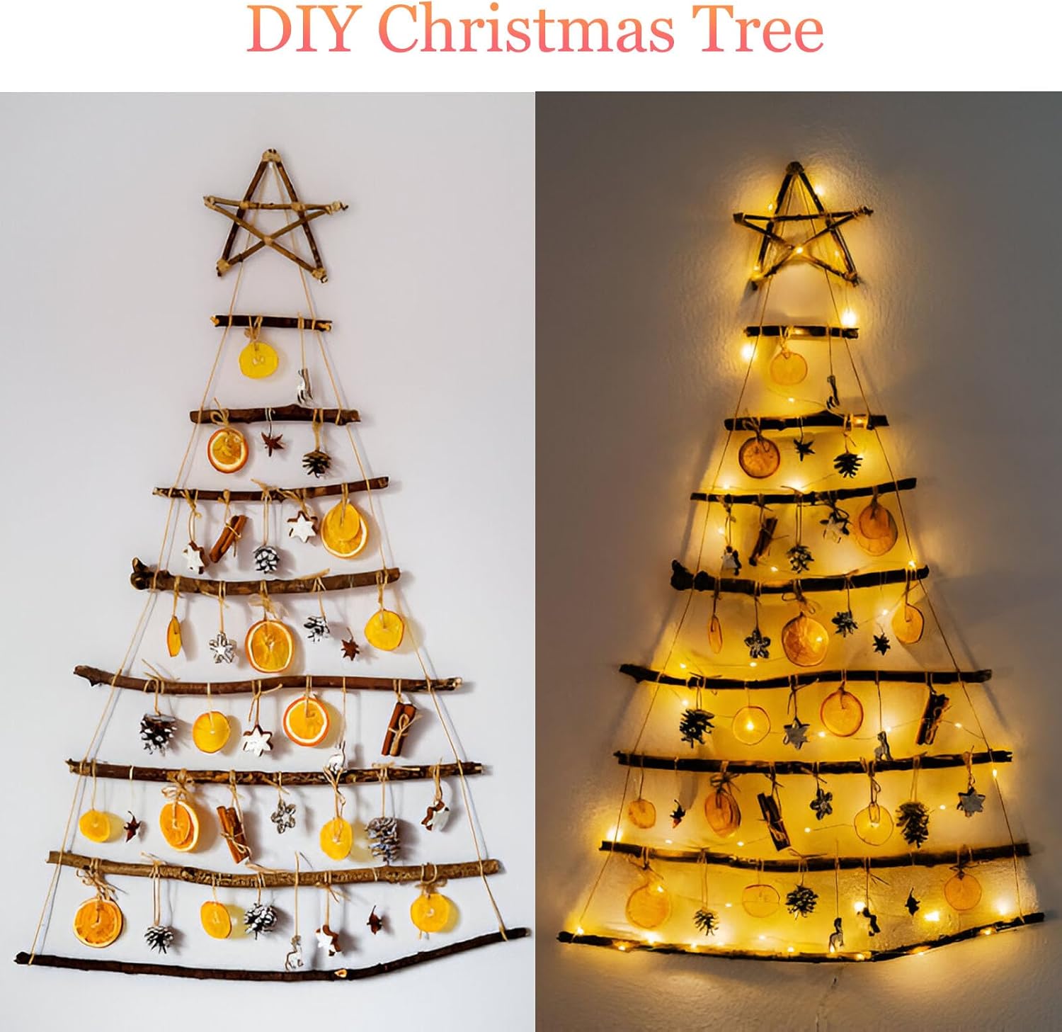 Rustic Christmas Tree Ornaments Set by [Brand Name] - 32pcs with Dried Orange Slices, Cinnamon Sticks & Pine Cones | Perfect for DIY Holiday Decor