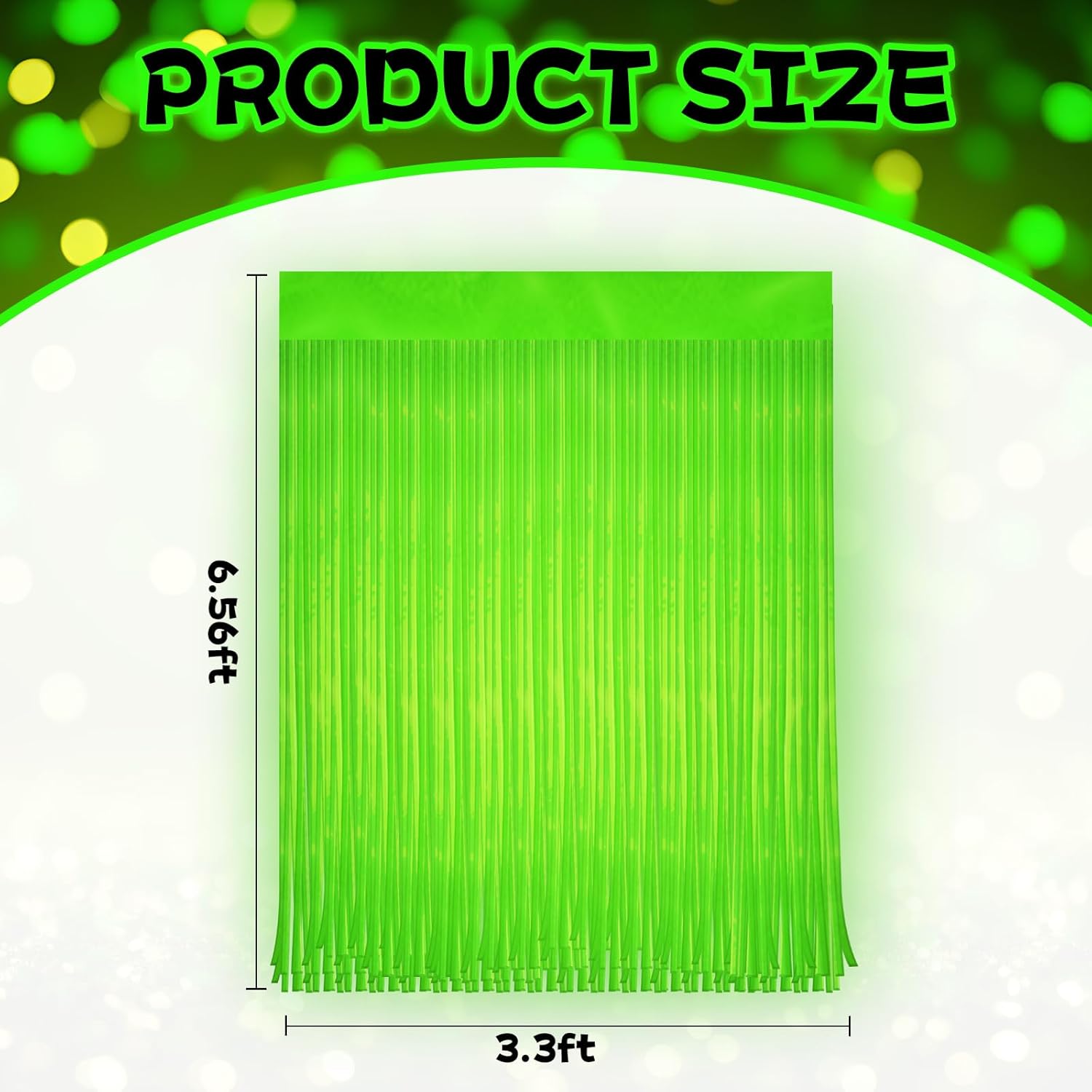 Skiennix Glow In The Dark Curtains - 4 Pack Tinsel Foil Fringe Backdrop for Neon Party Decor | 6.6 x 3.3 Ft