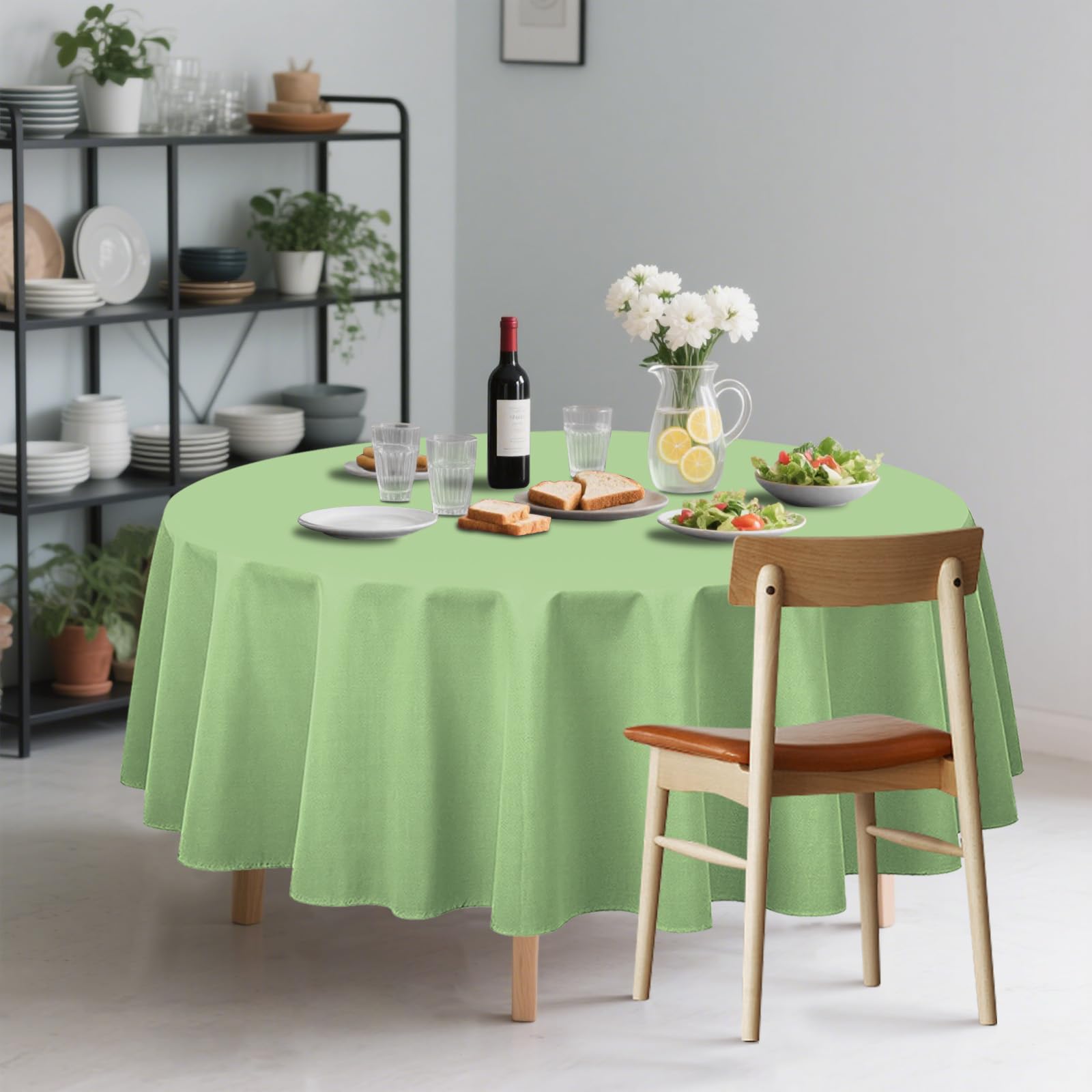 CXPSINC 8 Pack Premium Disposable Plastic Tablecloth 84" Round Table Cover for Birthdays Weddings Christmas Anniversary (Sage Green)