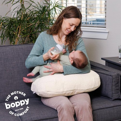 Boppy Nursing Pillow - Ergonomic Breastfeeding & Bottle Support with Water-Repellent Cover | Oatmeal Boucle