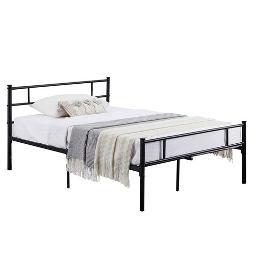 VECELO Metal Platform Full Size Bed Frame with Headboard and Footboard, 12'' Under-Bed Storage & Strong Slats Support, No Box Spring Needed, Black