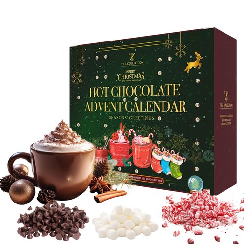 Hot Chocolate Advent Calendar 2025 - Gourmet Selection of 24 Luxury Flavors | Perfect Gift for All Ages