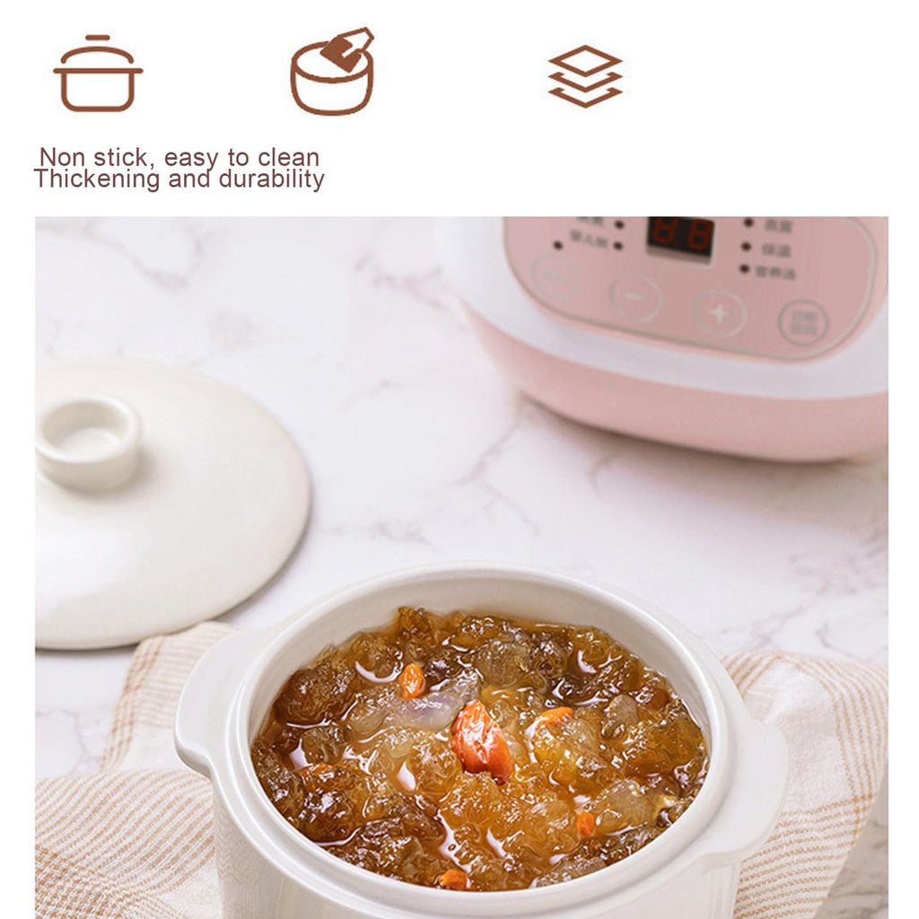 Mini Ceramic Stew Cooker With 1l Capacity And Antidry Burn Function, Electric Slow Cookers For Small Kitchen, Electric Stewing Pan Appointment Timing Sputum Stewed Automatic Boiled Porridge