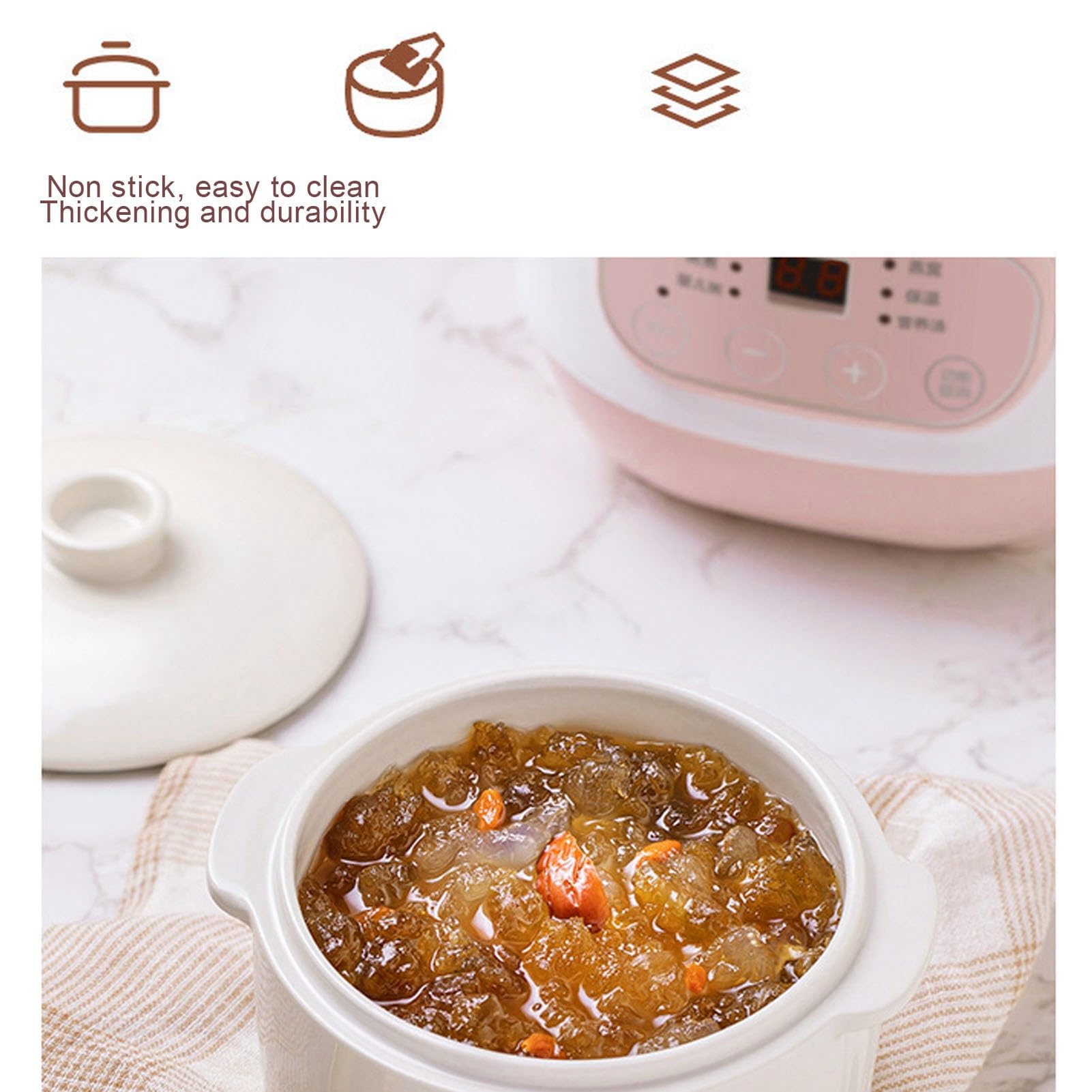 Mini Ceramic Stew Cooker With 1l Capacity And Antidry Burn Function, Electric Slow Cookers For Small Kitchen, Electric Stewing Pan Appointment Timing Sputum Stewed Automatic Boiled Porridge