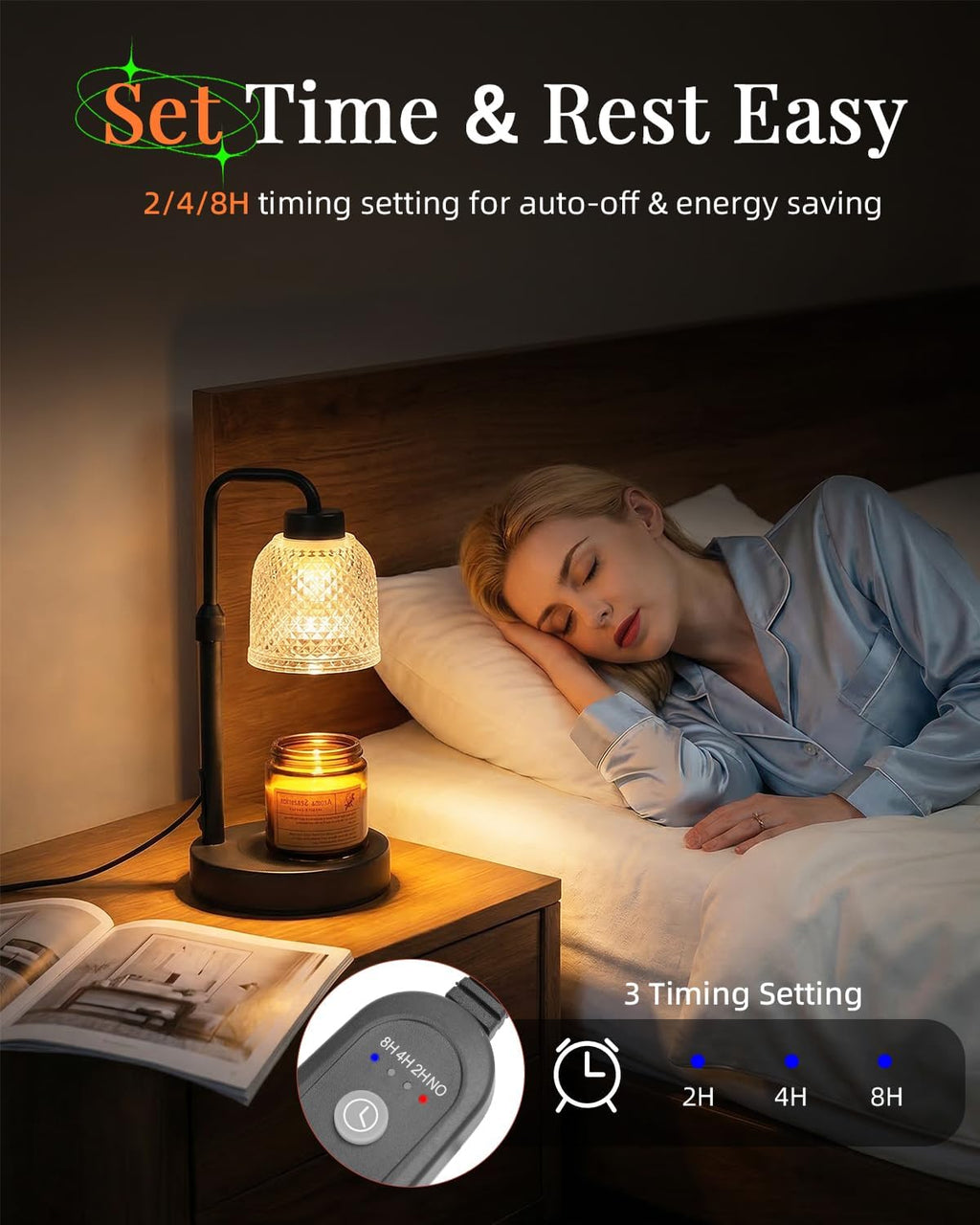 AIFEI Candle Warmer Lamp - Dimmable Adjustable Height with Timer | Perfect Birthday & Housewarming Gift - Coal Black