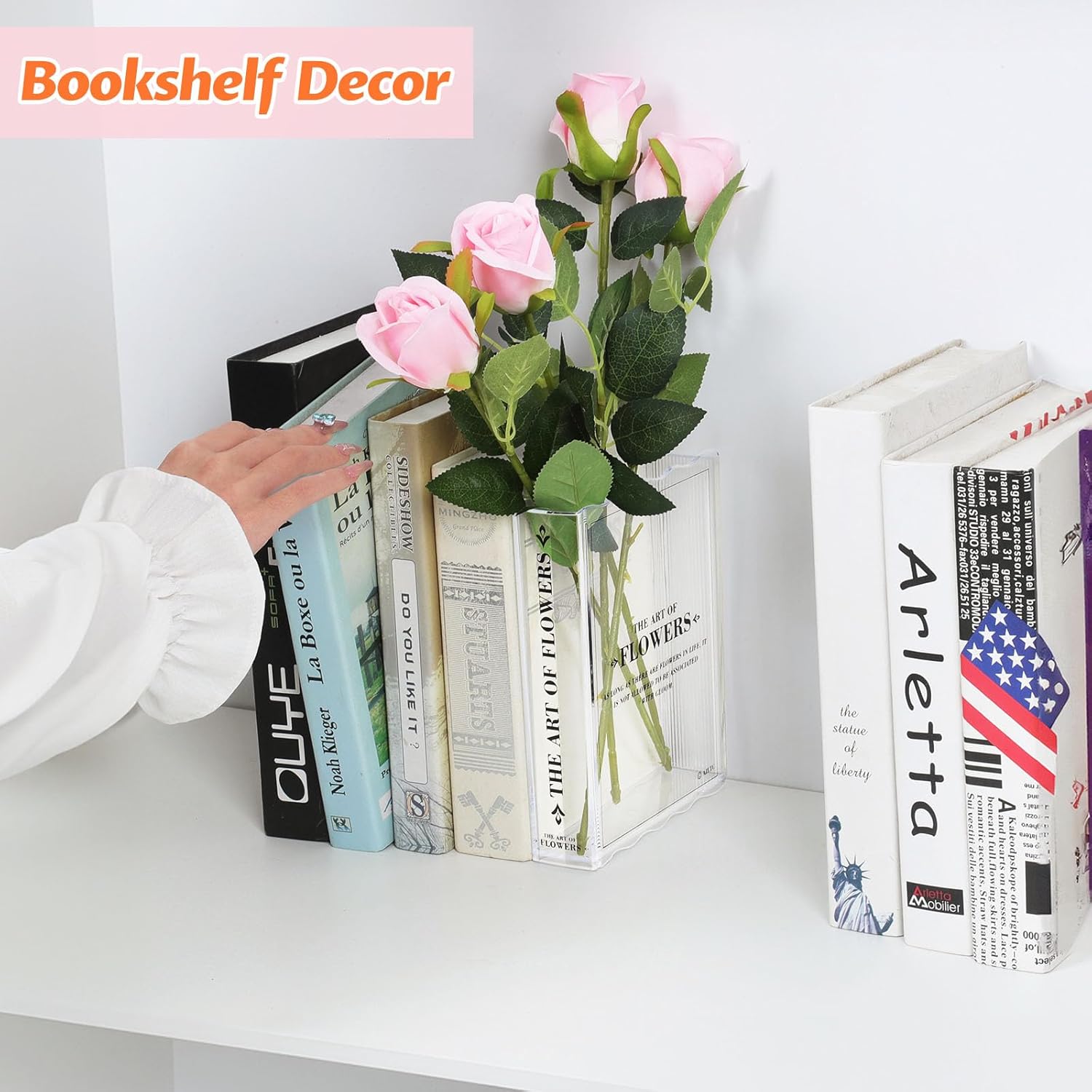 Skiennix Book-Shaped Vase | Aesthetic Flower Decor for Home & Office | Clear Design for Book Lovers
