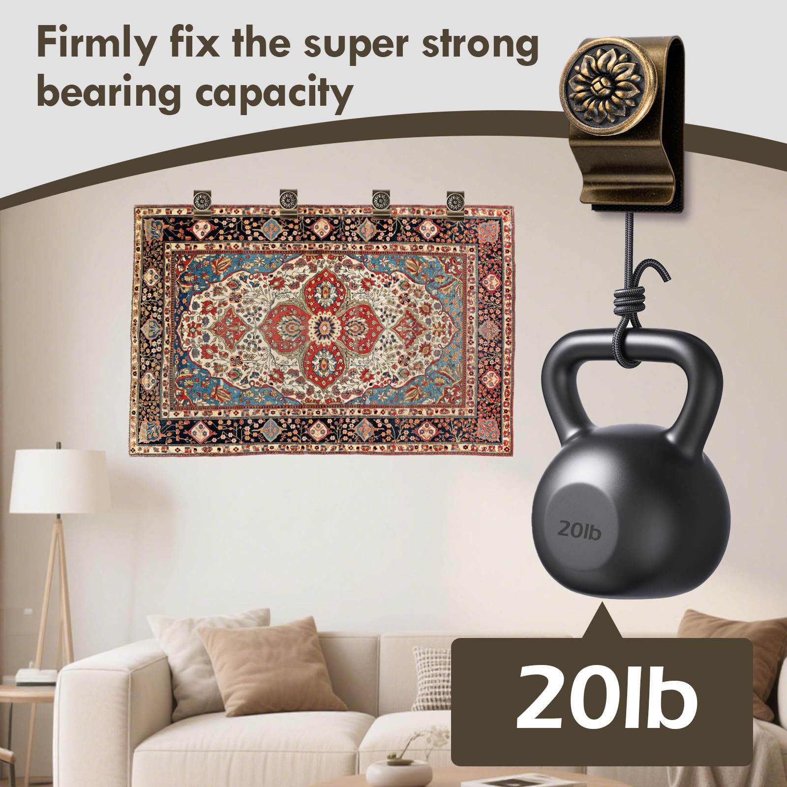 Quilt Hanger for Wall for Display,4 Pack Stainless Steel,Tapestry Hangers,Tapestry Hangers for Walls,(Bronze)