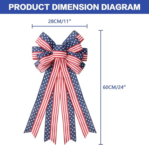 **SY Super Bang 2PCS 4th of July Decorations - Red, White & Blue Wreaths & Patriotic Bows for Indoor/Outdoor Use**