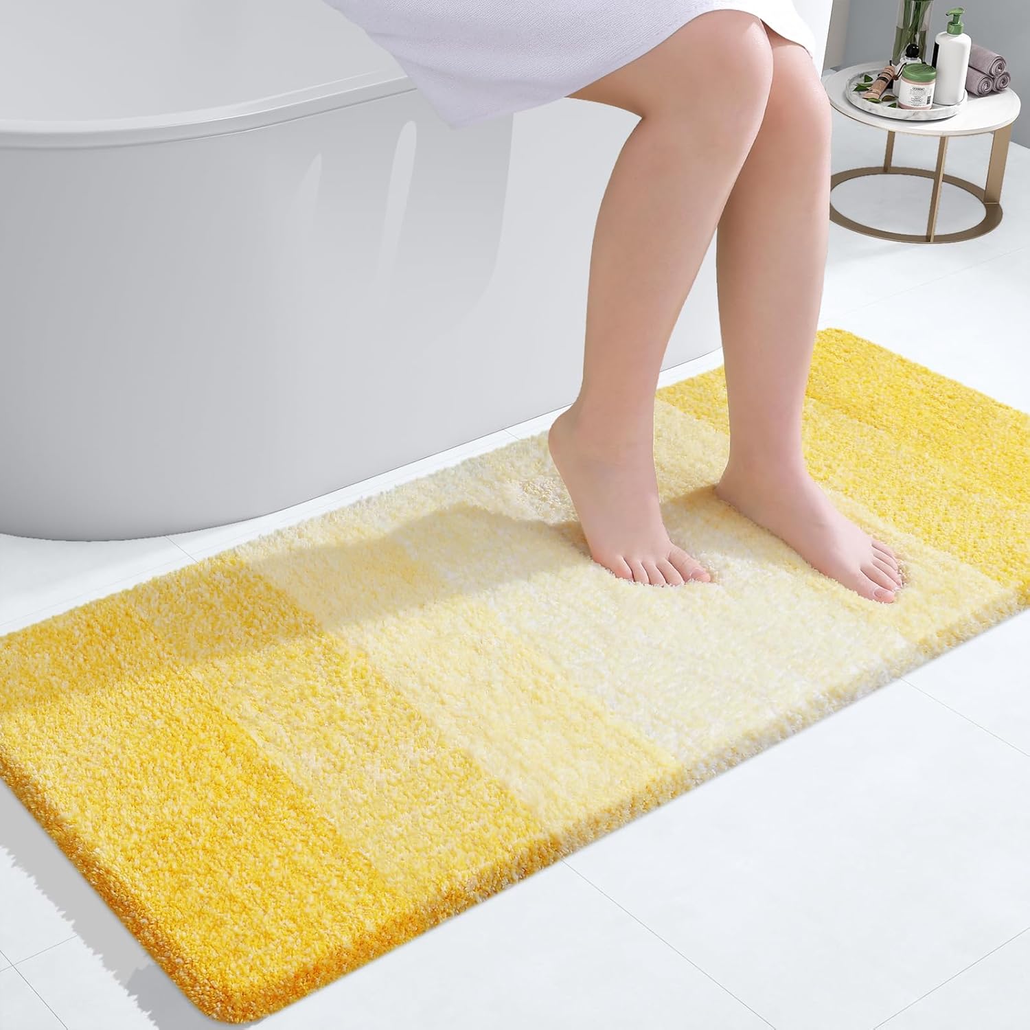 OLANLY Large Bathroom Rugs - Extra Soft Microfiber Mat 40x24 | Quick Dry, Machine Washable, Yellow