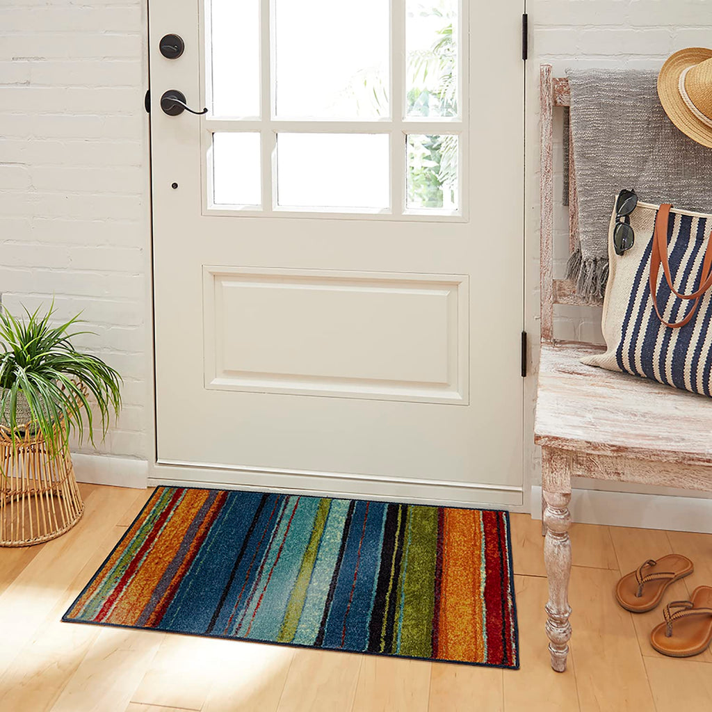 Mohawk Home Rainbow Stripe 4' x 6' Area Rug - Multicolor - Perfect for Living Room, Dining Room, Office