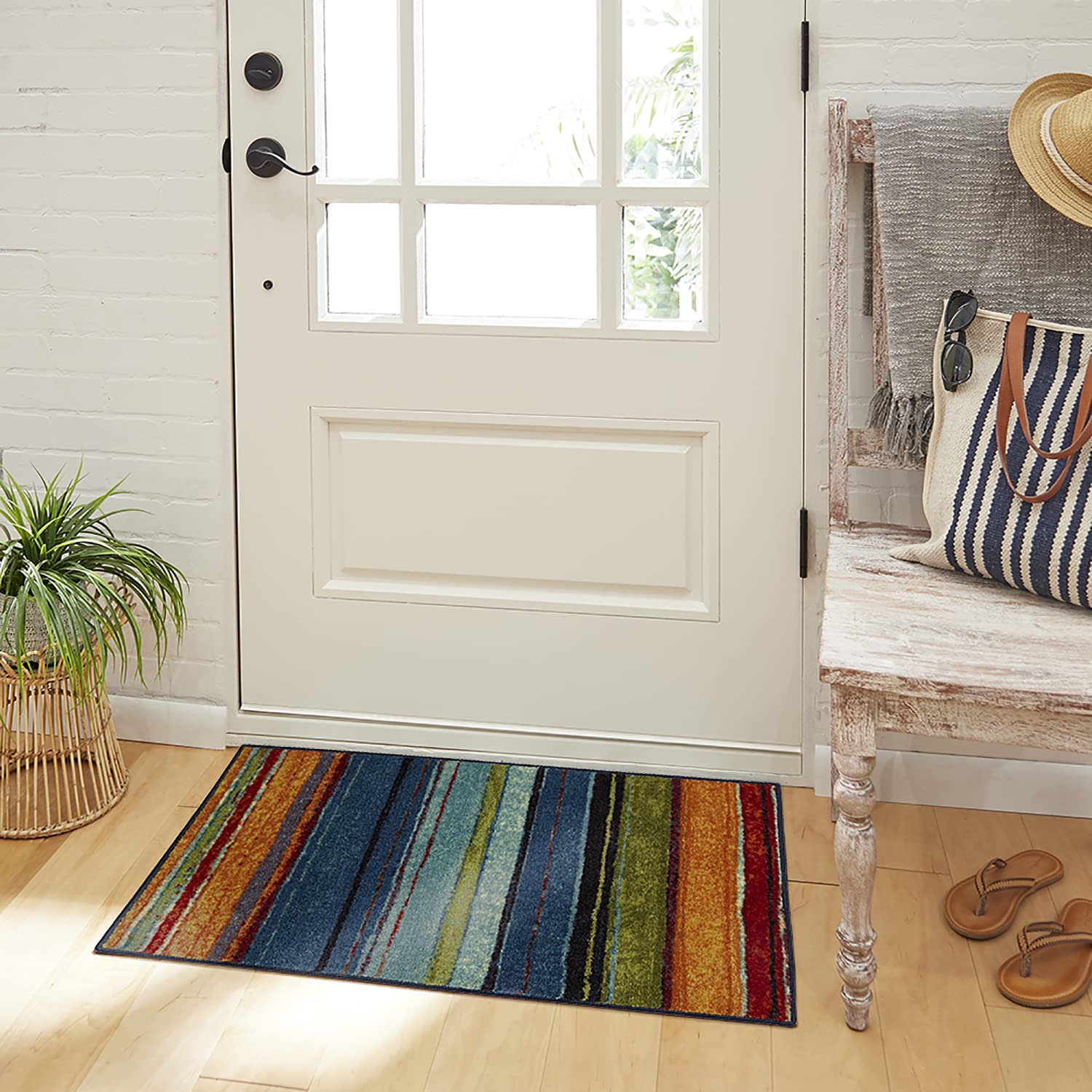 Mohawk Home Rainbow Stripe 4' x 6' Area Rug - Multicolor - Perfect for Living Room, Dining Room, Office