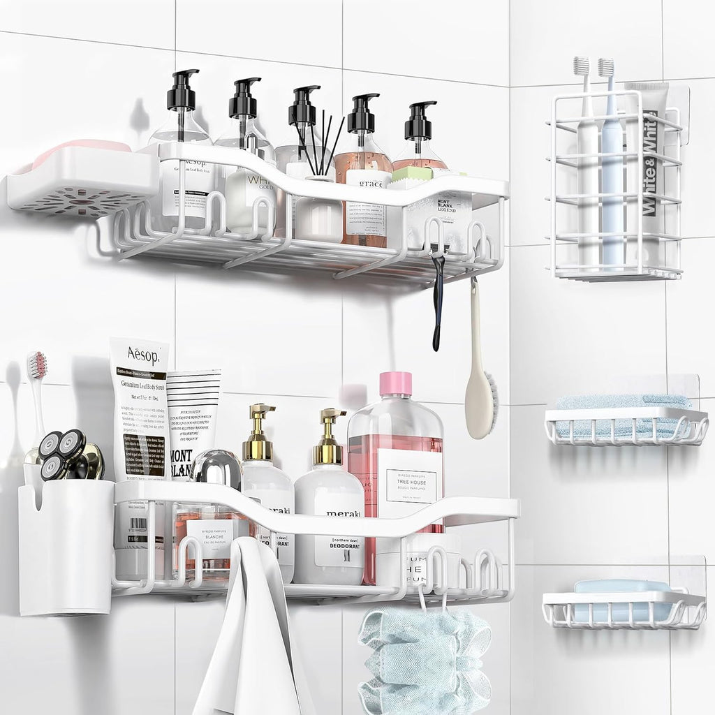 NESOMI Shower Caddy - Rustproof Stainless Steel Organizer with Large Capacity | 7-Pack No-Drill Storage Solutions