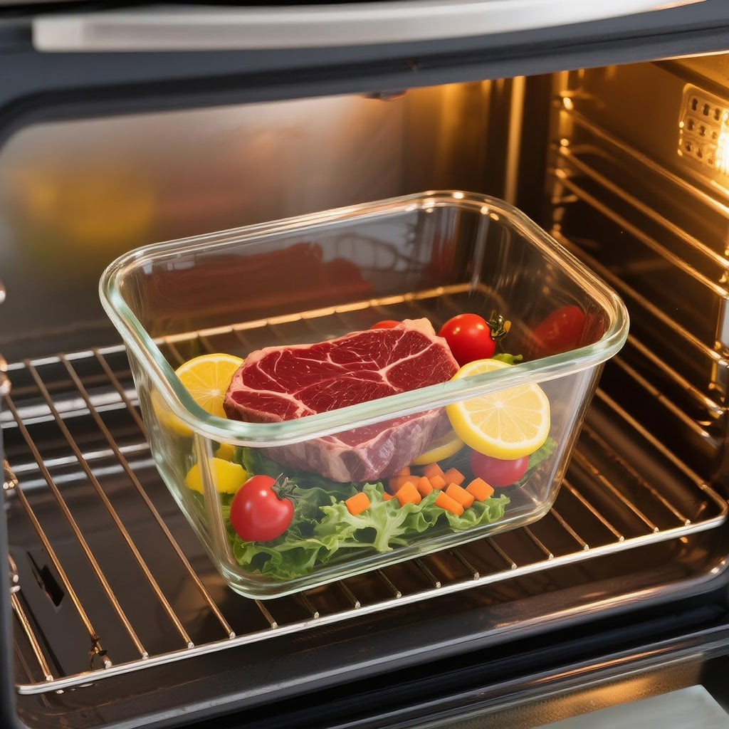 Skiennix Large Glass Storage Containers - 85oz Airtight Food Storage for Meal Prep | BPA Free, Oven Safe