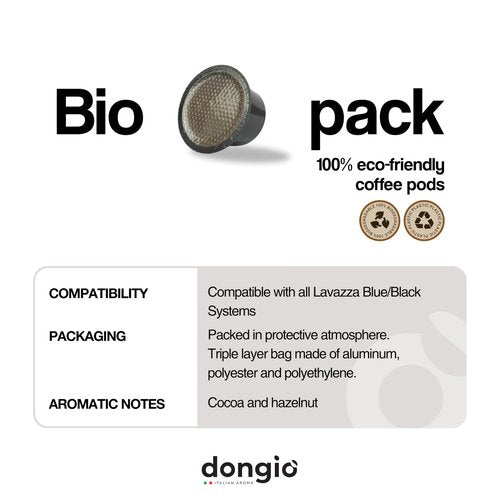Dongiò Caffè Espresso Roma - 80 Double-Dose Espresso Capsules compatible with Lavazza Blue/Black systems, Med-Dark Roast Coffee (Intensity 7/10) - Roasted and Blended in Italy