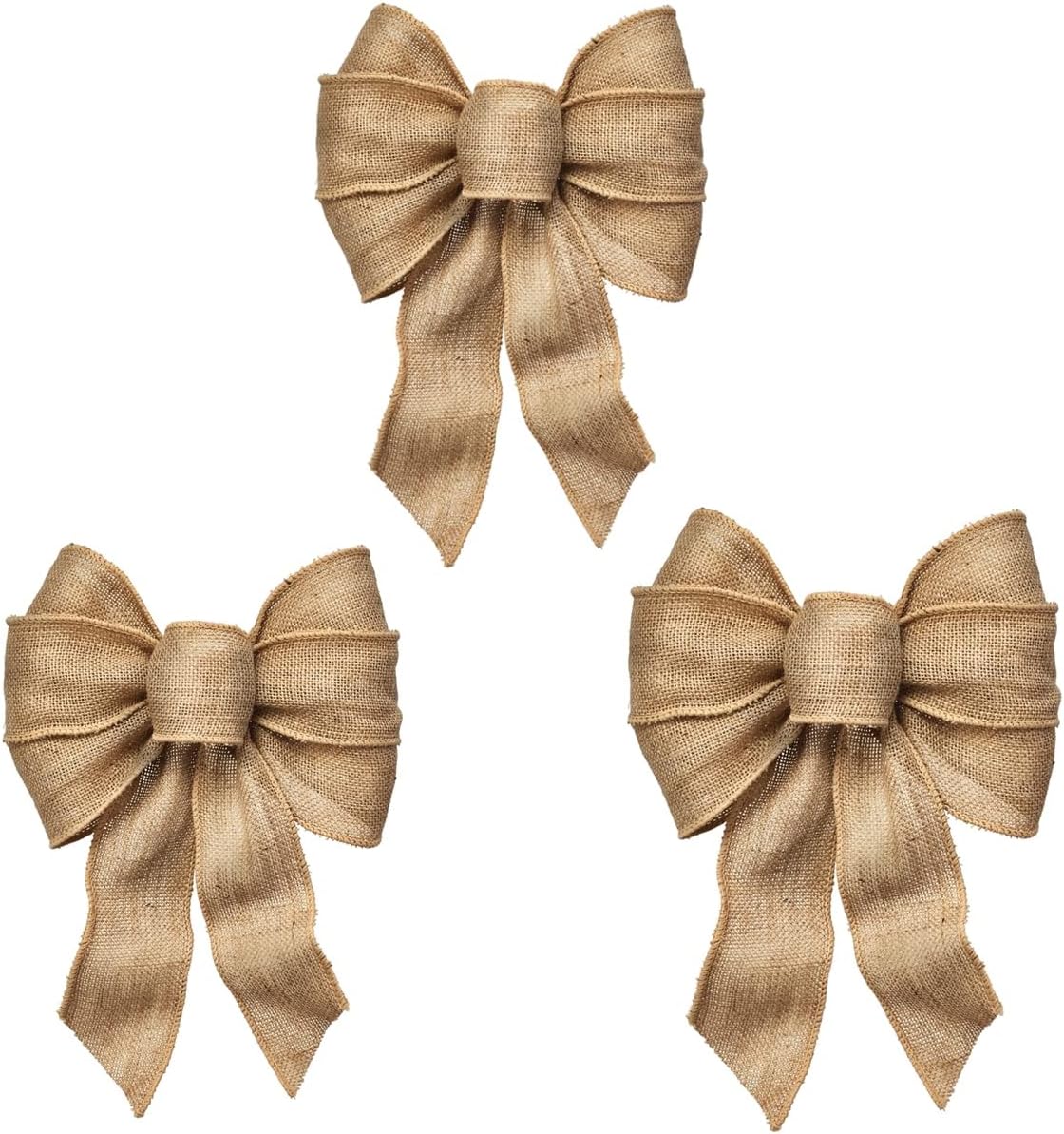 Rocky Mountain Good Burlap Bow - Hand-Tied Wired Design (12” x 18”, Pack of 3) | Perfect for Wreaths, Weddings, Crafts, and Holiday Decor