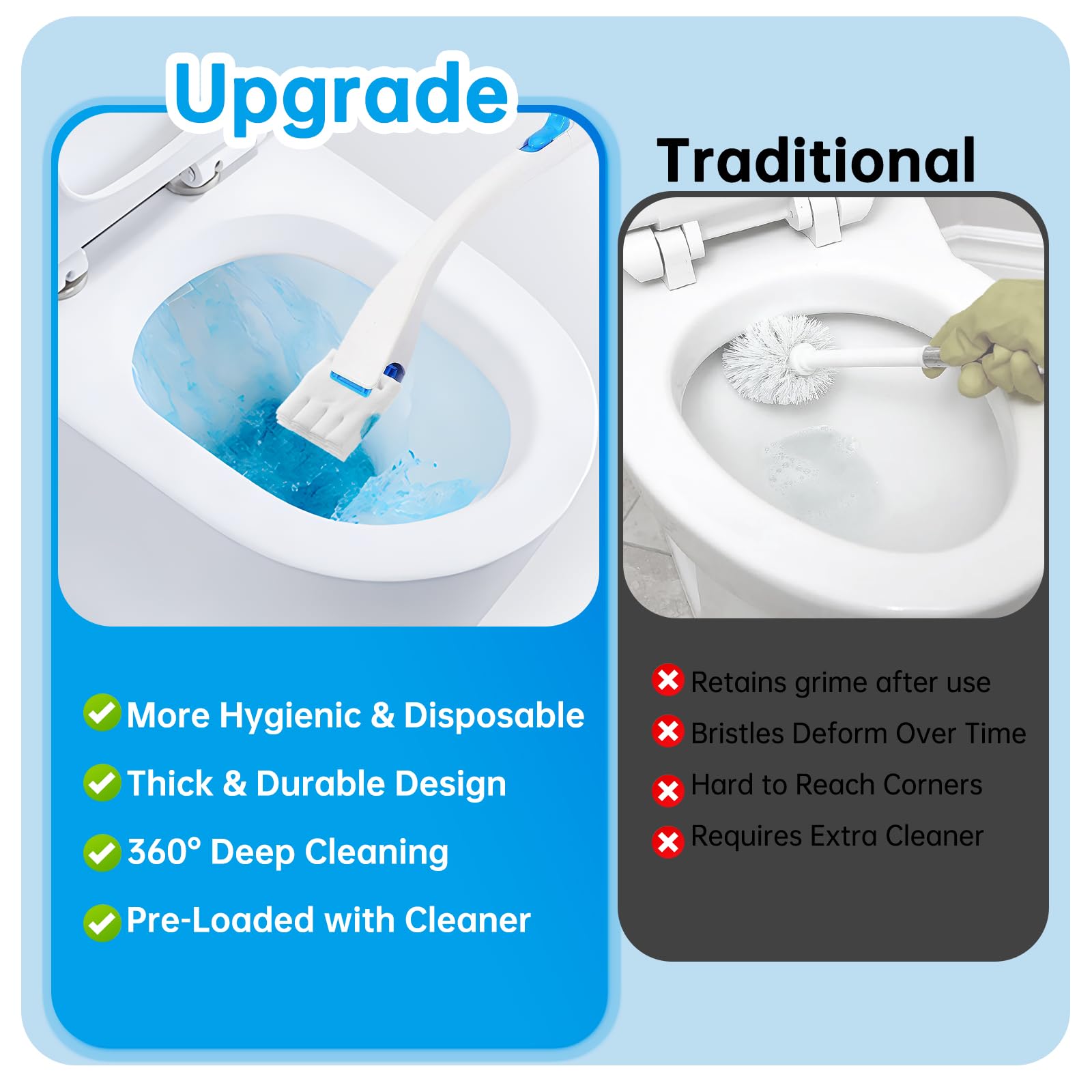24 Pack Flushable Refills Compatible with Scrubbing Bubbles Toilet Bowl Brush, Disposable Cleaner Refills Pads for Scrubbing Bubbles Toilet Wand, Toilet Brush Refill Accessories (Only Pads)