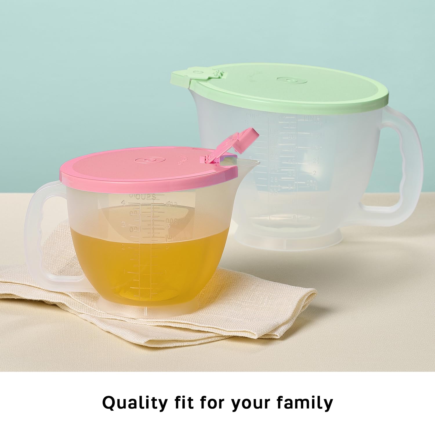 Tupperware Classic Mix-N-Store Pitcher Set in Mint Green and Candy Pink, Dishwasher Safe and BPA Free (2 Bowls, 2 Lids)