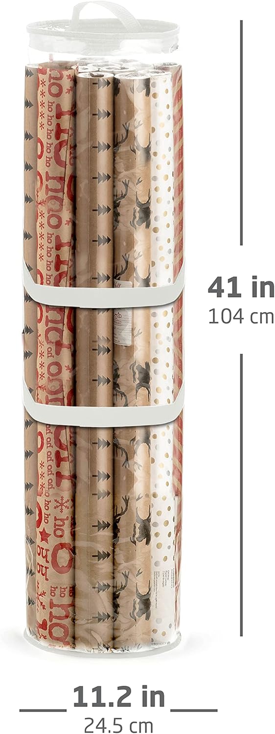 ZOBER Wrapping Paper Organizer - Waterproof 40-Inch Storage for 25 Gift Wrap Rolls