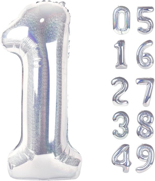 Laser Silver 40-Inch Number 1 Balloon by [Brand Name] - Perfect First Birthday Decoration for Girls