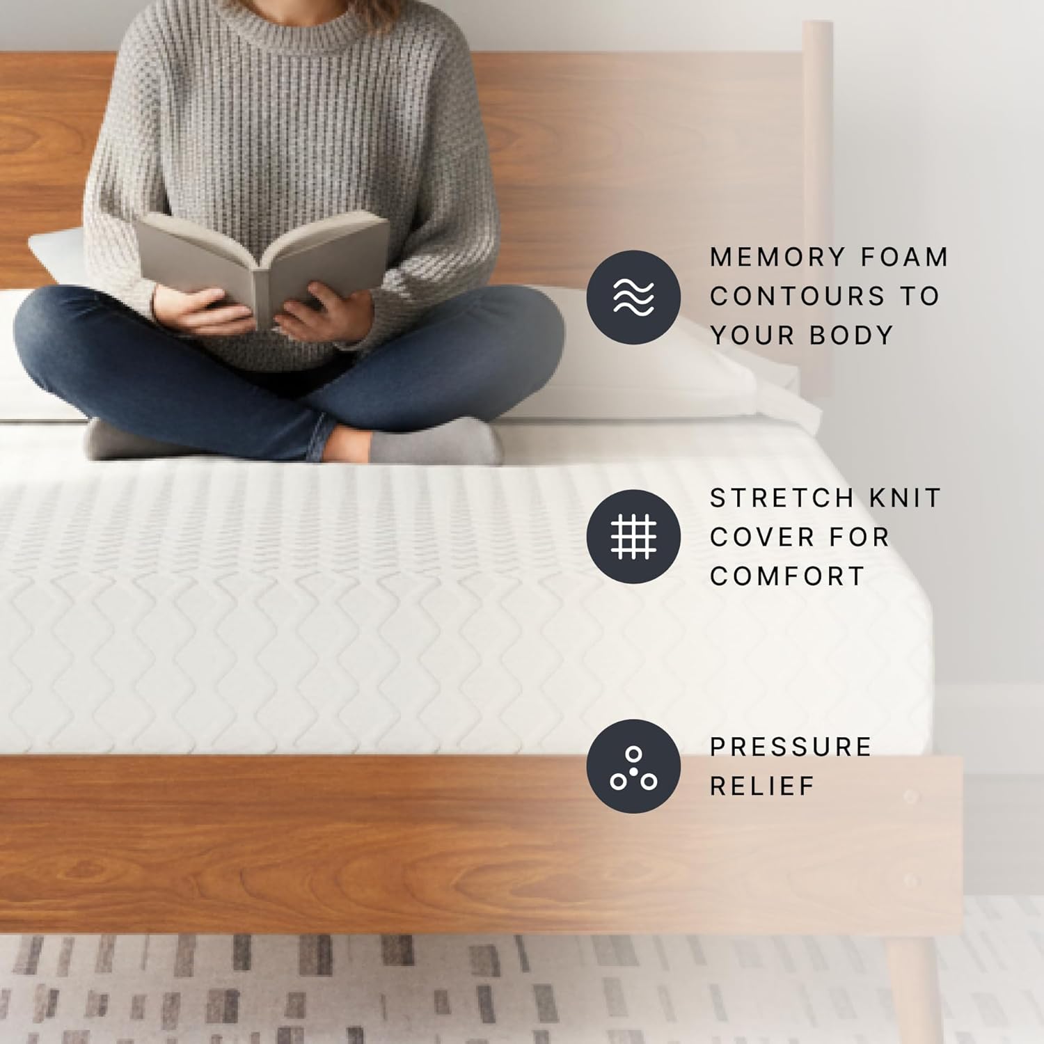 Signature Design by Ashley Chime Twin Mattress - 12" Thick Memory Foam for Pressure Relief | Fiberglass Free