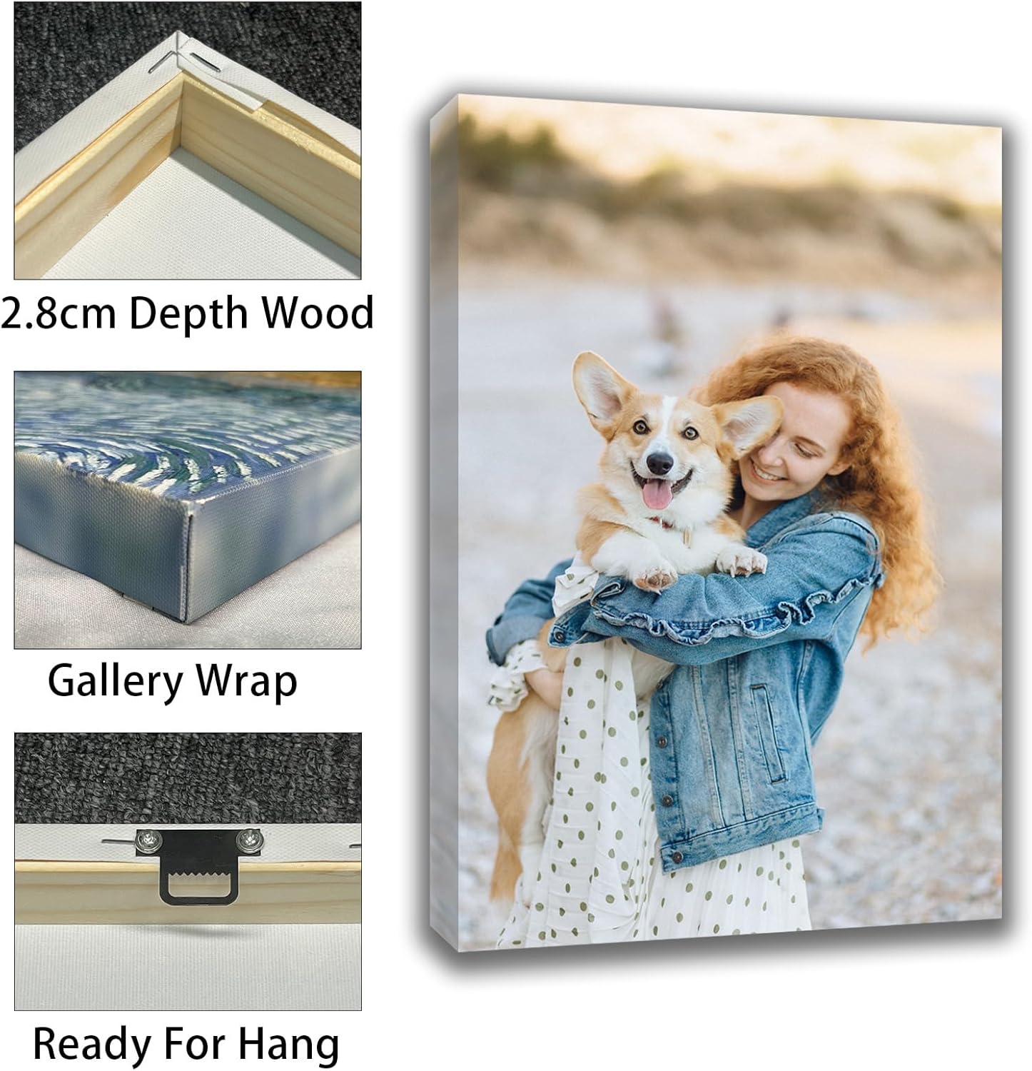 Skiennix Custom Canvas Prints - Personalized Wall Art for Pet & Family Photos | 11x14 Framed Canvas
