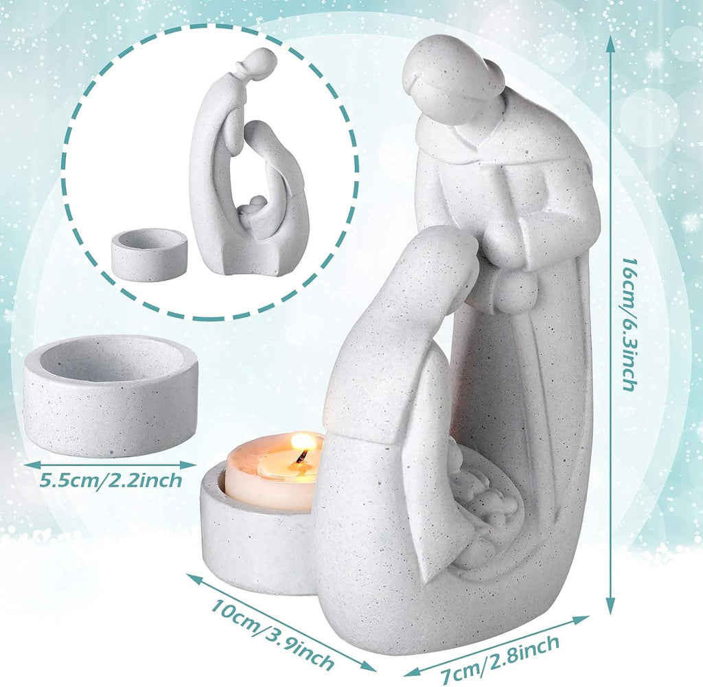 Regine Switzerland Christmas Nativity Candle Holder Set - Elegant Advent Centerpiece Figurines for Home Decor