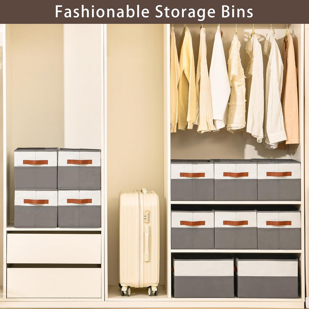 Skiennix Large Storage Bins - Collapsible Fabric Organizers with Handles | 6 Pack for Clothes & Blankets