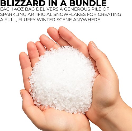Black Duck Brand Snow Artificial Flakes - 4 Oz Bag of Festive Fake Snow for Crafts & Christmas Decor