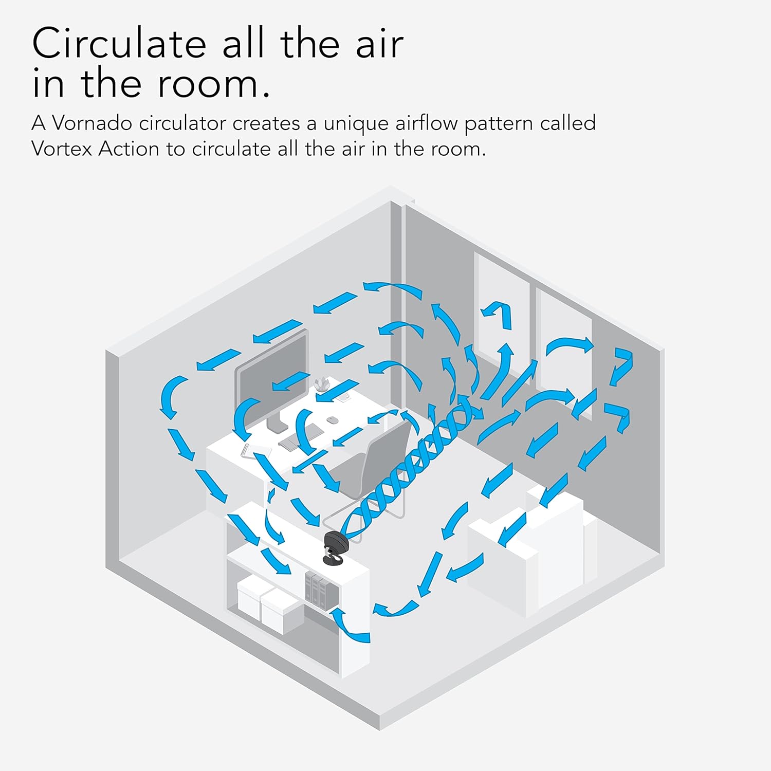 Vornado 160 Personal Air Circulator - Powerful Small Desk Fan with Vortex Airflow | Black, 2 Speed Settings