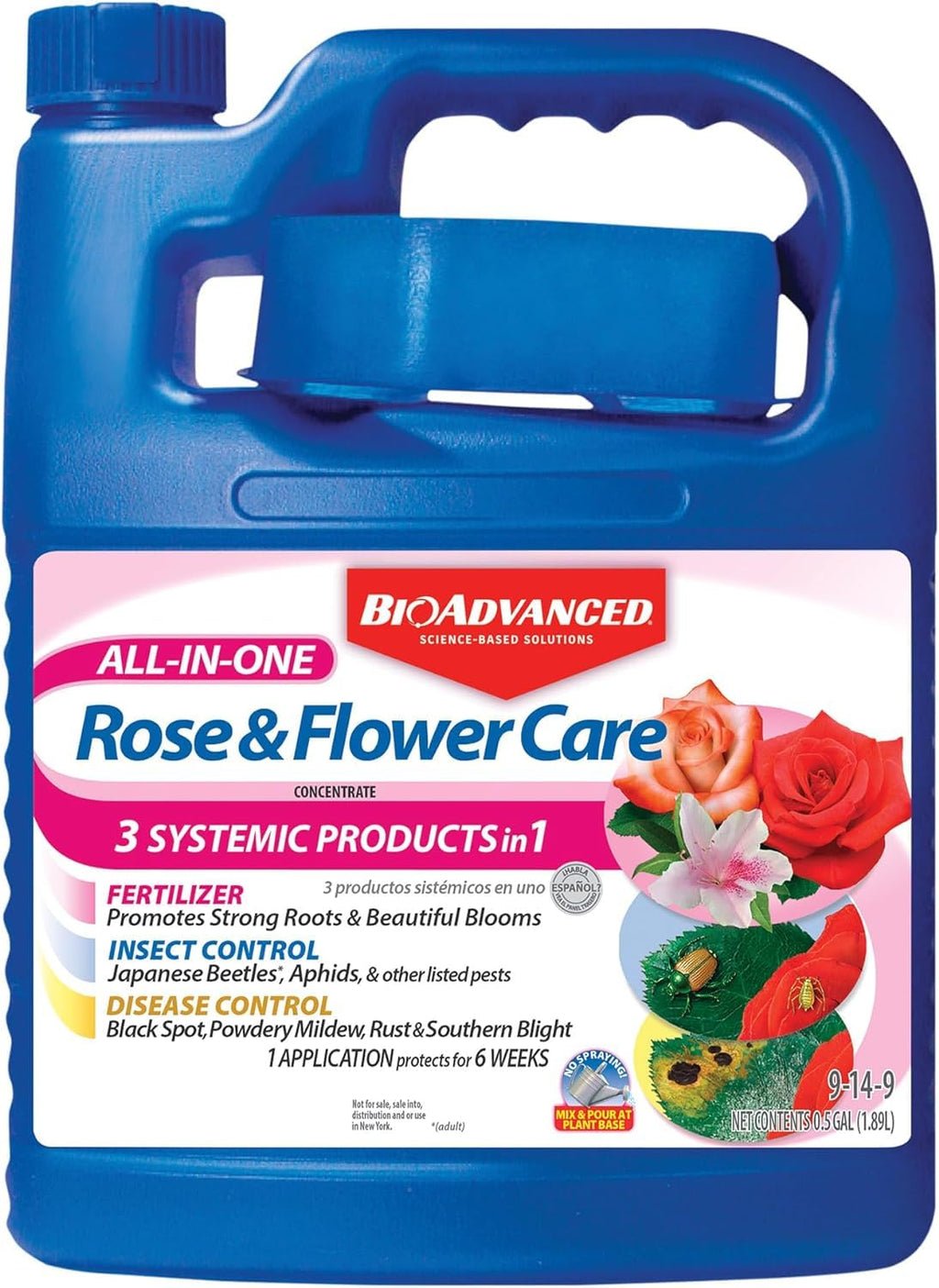 BioAdvanced All-In-One Rose & Flower Care Concentrate - Prevents Pests & Diseases - 64 oz Bottle