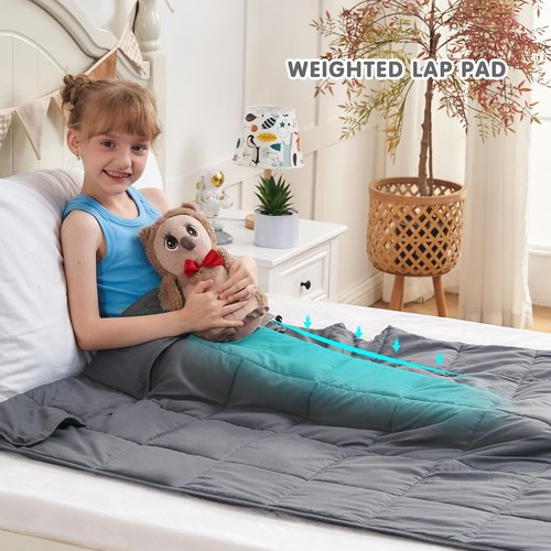 yescool Weighted Blanket 5 Pounds Cooling Weighted Lap Blanket, Grey Heavy Blankets for Sleeping, Weighted Throw Blanket Gift for 40-60lbs, 40"x60"