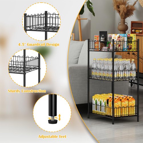 OYEAL Water Bottle Holder Rack 3 Tier Soda Drink Organizer Vertical Metal Food Storage Shelf for Kitchen Countertop Pantry, Can Storage Organizer for Pantry