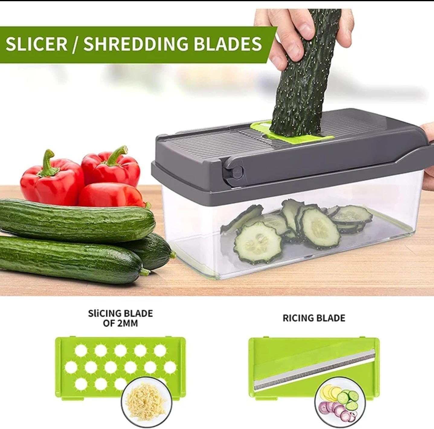 Skiennix 16-in-1 Vegetable Chopper - Multifunctional Food Prep Tool with Container & Mandoline Slicer