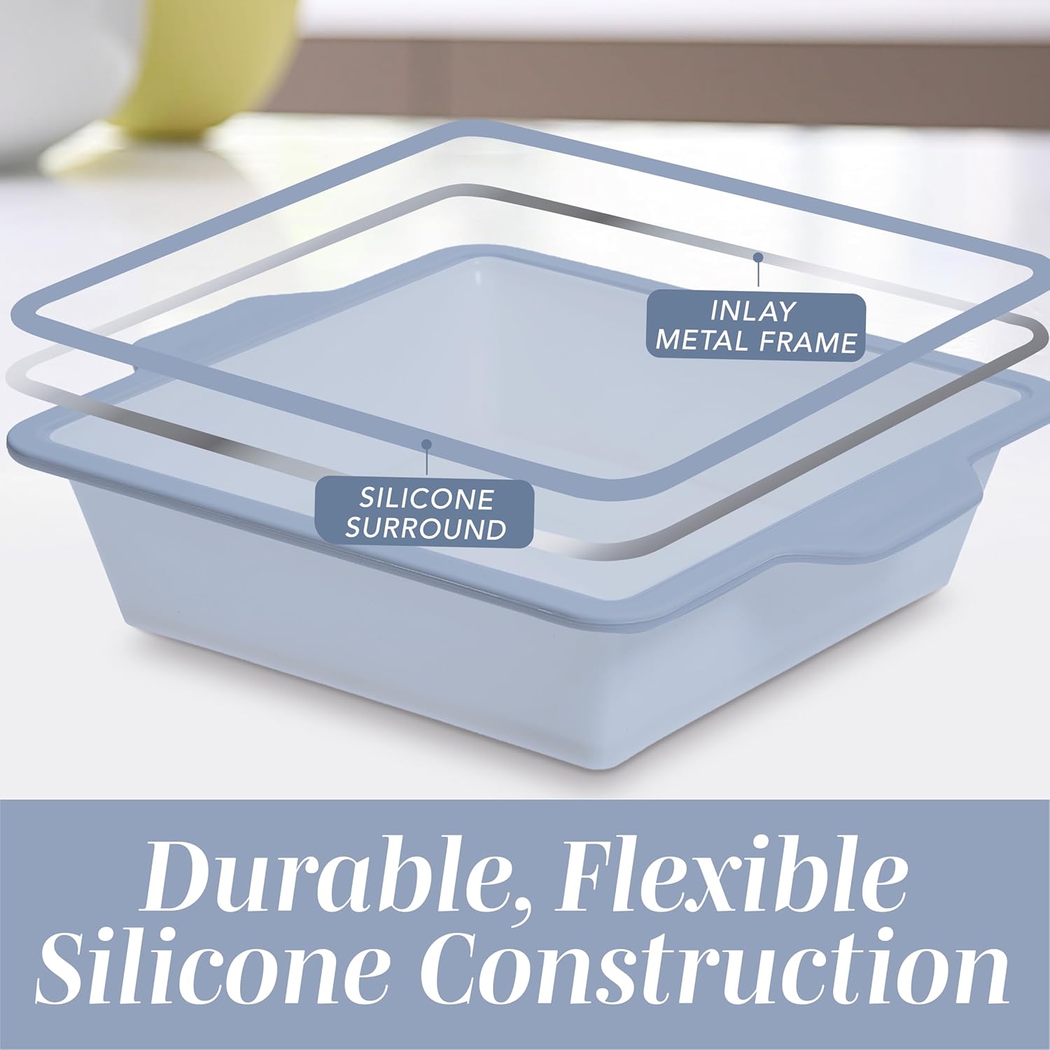 Cook With Color 17-Piece Silicone Baking Pan Set - Non-Stick Muffin Pans & Flexible Cake Molds with Measuring Cups