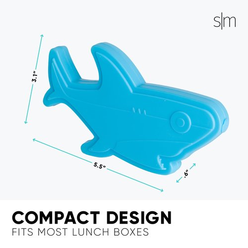 Simple Modern Character Shaped Ice Pack for Lunch Box | Slim, Reusable, Freezer Safe Icepack for Kids Bento Box, Lunch Bags, or Lunchbox | 4 Pack | Shark